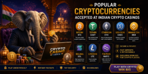 Cryptocurrencies accepted at Indian crypto casinos: BTC, USDT, ETH, USDC, BNB, SOL, LTC and MATIC